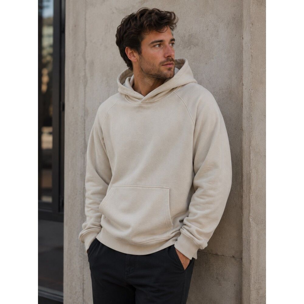 VRST Heavyweight Fleece Hoodie Cream Men's Small Pullover Sweatshirt